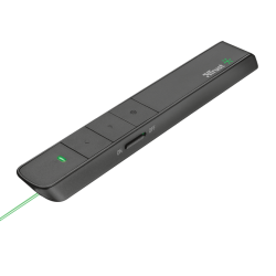 Apresentador Trust Quro: Comando sem fios, Laser Verde, RF 2.4GHz, Alcance 60m Apresentador Trust Quro: Comando sem fios, Laser Verde, RF 2.4GHz, Alcance 60m