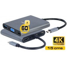 Docking Station USB-C OEM, VGA, HDMI, USB3, USB-C PD, Leitor Cartões