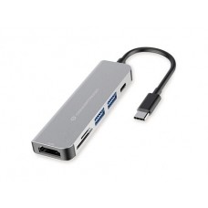 Conceptronic DONN02G Base USB-C 6-em-1: HDMI, USB-A, Leitor de Cartões