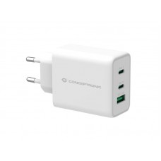 Carregador Conceptronic ALTHEA12W: 65W, Triplo USB, Carregamento Rápido, GaN
