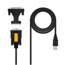 Conversor NanoCable 10.03.0002 USB para RS232 (DB9/DB25), Preto, 1,8m