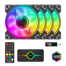 Kit Ventoinhas Gamemax DRH400 4x120mm aRGB, Hub, PWM, Gaming
