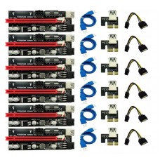 Pack 6x Adaptador Riser Card OEM PCIe x1 -> PCIe x16 USB 3.0/SATA - 60cm, 6 pinos