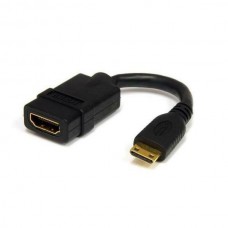 StarTech.com 5in Mini HDMI to HDMI Adapter, 4K High Speed HDMI Adapter, 4K 30Hz Ultra HD High Speed HDMI Adapter, HDMI 1.4, Gold Plated Connectors, UHD Mini HDMI Adapter 4K, Black - Mini HDMI to HDMI Converter - Adaptador HDMI - HDMI fêmea para 19 pi