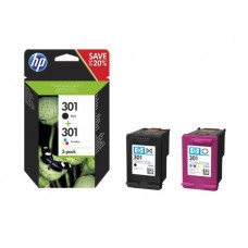 Tinta HP 301: Pack (Preto/Tricolor) N9J72AE