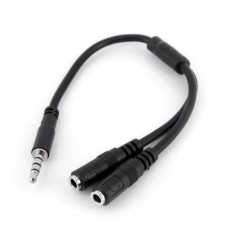 Headset adapter with headphone/mic plugs