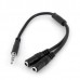 Headset adapter with headphone/mic plugs