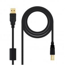 Cabo Nanocable USB 2.0 para Impressora com Ferrita, 5m, Macho/Macho, Preto