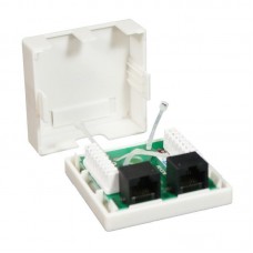 Roseta RJ45 Nanocable Cat.6 UTP, 2 Tomas, Superfície, Branco