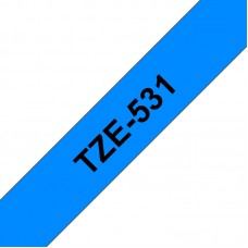 Brother Fita laminada. Texto preto sobre fundo azul. Largura: 12mm. Comprimento: 8m
