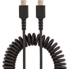 StarTech.com 20in (50cm) USB C Charging Cable, Coiled Heavy Duty Fast Charge & Sync USB-C Cable, High Quality USB 2.0 Type-C Cable, Rugged Aramid Fiber, TPE, 3A, S20, iPad, Pixel - Durable Male to Male USB, Black - Cabo USB - 24 pin USB-C (M) para 24