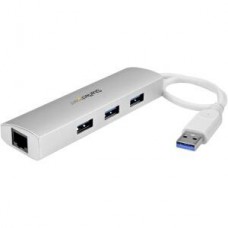 StarTech.com 3-Port USB 3.0 Hub with Gigabit Ethernet - Up to 5Gbps - Portable USB Port Expander with Built-in Cable (ST3300G3UA) - Hub - 3 x SuperSpeed USB 3.0 + 1 x 10/100/1000