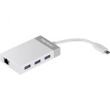 Hub Combo USB/Ethernet Trendnet TUC-ETGH3 - USB Tipo C - 3 Portas USB 3.0 - Gigabit Ethernet
