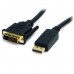 StarTech.com DisplayPort to DVI Cable - 6ft / 2m - 1920 x 1200 - M/M ? DP to DVI Adapter Cable ? Passive DisplayPort Monitor Cable (DP2DVI2MM6) - Cabo adaptador - DVI-D (M) para DisplayPort (M) - 1.8 m - preto