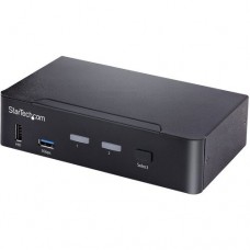 StarTech.com USB C KVM Switch, 2 Port DisplayPort KVM w/ 4K 60Hz UHD HDR Video, 3.5mm Audio, USB Type C KVM Switch, 4x USB HID and 2x USB A 3.2 Gen 1 5Gbps Hub, Thunderbolt 3/4 Compatible - Hot Key Switching (SV231DPUCA) - Chave de KVM / áudio / USB