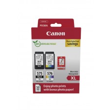 Canon PG-575XL /CL-576XL PVP - 4x6 Photo Paper (GP-501 50sheets) + XL Black & XL Colour Cartridges